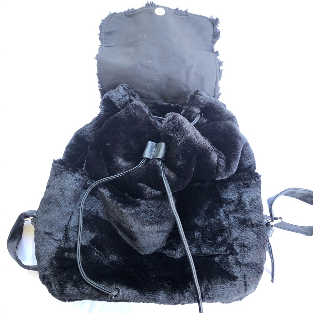 Faux Fur Backpack - Black - Picture 3 of 4